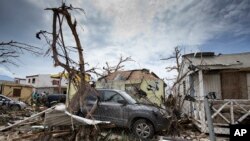 Storm damage from Hurricane Irma is seen in St. Martin, Sept. 7, 2017, in this photo provided by the Dutch Defense Ministry.