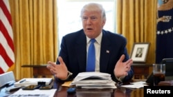 U.S. President Donald Trump is interviewed by Reuters in the Oval Office at the White House in Washington, Feb. 23, 2017.