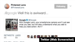 Pinterest acknowledged the competition in image search with Google in a tweet.
