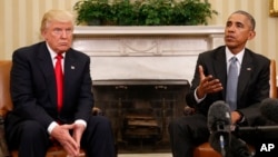 Presiden AS Barack Obama bertemu dengan presiden terpilih Donald Trump di Gedung Putih (11/11).