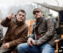 Director Nimrod Antal and Producer Robert Rodriguez on the set of "Predators"