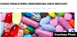 Berita hoaks terkait obat yang diambil dari situs turnbackhoax (Foto: Screenshot/turnbackhoax)