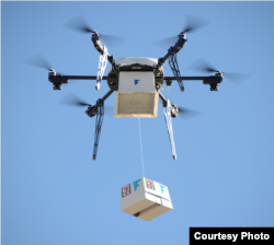 A Flirtey drone makes a delivery in Nevada. The company claims it is the first to establish routine drone delivery services. (Flirtey)