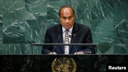 太平洋岛国基里巴斯共和国总统塔内希·马茂2018年9月26日在联合国大会上发言