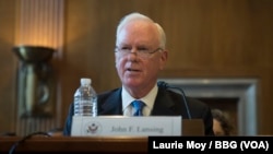 US Broadcasting Board of Governors (BBG) director John F. Lansing discusses countering Russian propaganda during testimony before a Senate panel, Sept. 14, 2017.