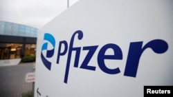 Logo Pfizer terlihat di kantor Pfizer di Puurs, Belgia, 2 Desember 2022. (Foto: REUTERS/Johanna Gero)