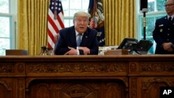 Presiden Donald Trump di Gedung Putih, Washington, D.C., 15 Mei 2020. (AP Photo/Alex Brandon)