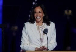 Democratic 2020 U.S. vice presidential nominee Kamala Harris in Wilmington, Delaware, Nov. 7, 2020.