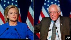 Leading Democratic presidential candidates Hillary Clinton, left, and Bernie Sanders.