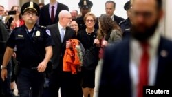 Former U.S. ambassador to Ukraine Marie Yovanovitch arrives to testify in the U.S. House of Representatives impeachment inquiry into U.S. President Trump, on Capitol Hill, in Washington, October 11, 2019.