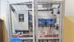 A photo of the controller which is the battery bank where the power is stored at the Hanaano hospital, in the central town of Dhusamareb, Somalia on Jan. 20, 2022. (Abdiwahid Moalin Isak/VOA)