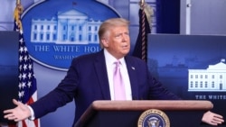 美国总统特朗普2020年8月19日在白宫记者会上（路透社）