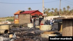 A roadblock set up by protesters outside of Tripoli, Lebanon on Nov. 15, 2019. (H. Murdock/VOA)
