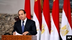 Le président égyptien Abdel-Fattah al-Sissi donne un discours au Caire, le 8 juin 2014.