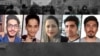 از راست:‌ ناصر رضایی، پویا بختیاری، آمنه شهبازی،‌ محمد داستان‌خواه و آرشام ابراهیمی؛ همگی از کشته‌های اعتراضات آبان سال گذشته. 