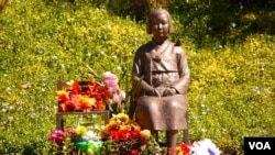 南加州格林代尔市的慰安妇像（美国之音国符拍摄）