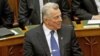 Hungarian President Pal Schmitt, who announced on Monday that he will resign from his post, waits before delivering a speech at the parliament in Budapest, Hungary, April 2, 2012.