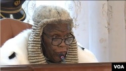 Clement Atangana, chief justice of Cameroons constitutional council in Yaounde, Cameroon on Feb. 25, 2020. (Moki Edwin Kindzeka/VOA)