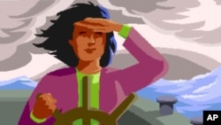 This woman at the wheel symbolizes parents who give up paid outside work to stay home and teach their children. The drawing is a logo of a home-schooling website called Parent at the Helm.