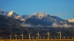 Wind turbines in the Dabancheng District in Urumqi in China's northwestern Xinjiang region, August 31, 2018. (AFP)