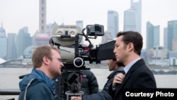 Writer/ Director Rian Murphy and Joseph Gordon-Levitt as "Joe" in TriStar Pictures, Film District, and End Game Entertainment's action thriller LOOPER.