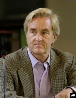 Jim Steyer, founder and CEO of Common Sense Media, is shown at an event at Children's Hospital Oakland Research Institute (CHORI) to launch a community campaign to encourage parents to talk, sing and read to their young children in Oakland, Calif., Wednes