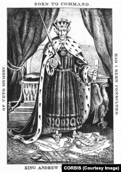 "King Andrew Jackson" political cartoon