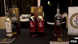 View of various bottles of Kavalan whisky at the WhiskyFest in Washington, D.C.