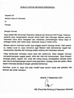 Surat MS untuk warganet.