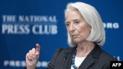 International Monetary Fund (IMF) Managing Director Christine Lagarde discussing the global economy in Washington on January 15.