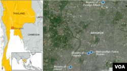 Bangkok Police Station, map of ministries and police station