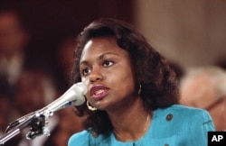 University of Oklahoma law professor Anita Hill testifies before the Senate Judiciary Committee on Capitol Hill in Washington, Oct. 11, 1991.