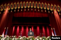 FILE - Then-U.S. President Barack Obama speaks in the Grand Hall of Cairo University in Cairo June 4, 2009.