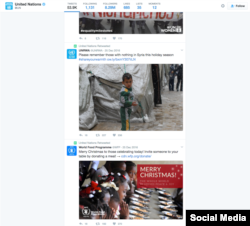 Posts made Christmas day on UN-affiliated Twitter accounts.