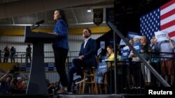 Michigan's Governor Gretchen Whitmer speaks as she holds a rally with Pennsylvania's Governor Josh Shapiro in support of U.S. Vice President Kamala Harris' Democratic presidential election campaign in Ambler, Pennsylvania, July 29, 2024.