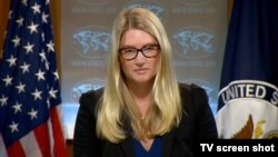 Juru bicara Deplu AS, Marie Harf mengumumkan sanksi terhadap para pejabat Venezuela (foto: dok).