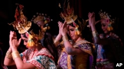 FILE - Thai student actress perform at Thai traditional “Khon” theater in Bangkok on March 22, 2016.