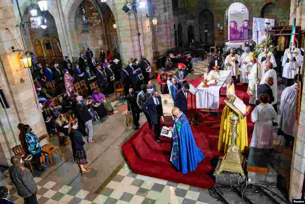 A general view of the state funeral of late Archbishop Desmond Tutu at St. George&#39;s Cathedral in Cape Town, South Africa, Jan. 1, 2022.