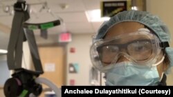 Anchalee Dulayathitikul wears PPE during her shift at the COVID-19 Intensive Care Unit of the UM Upper Chesapeake Medical Center in Bel Air, MD. April 5, 2020.