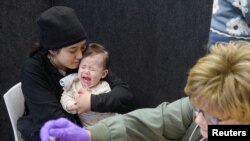 สถานที่ฉีดวัคซีนป้องกันโรคหัดที่เมืองลูบบอค รัฐเท็กซัส วันที่ 27 ก.พ. 2025