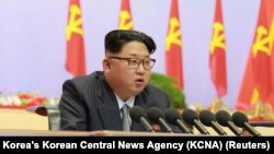 North Korean leader Kim Jong Un speaks during the first congress of the country's ruling Workers' Party in 36 years, in Pyongyang, May 6, 2016. 