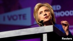 La candidate démocrate à la Maison-Banche Hillary Clinton donne un discours à Washington, le 10 juin 2016. 