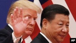 지난 2017년 도널드 트럼프 미국 대통령과 시진핑 중국 국가주석이 베이징 인민대회당에서 회담을 마친 후 나란히 걷고 있다. 