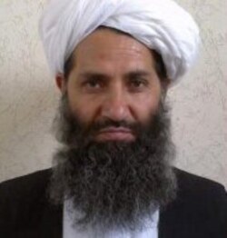 FILE - A photo circulated by the Taliban of Hibatullah Akhundzada.