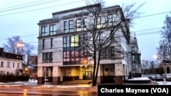 The Internet Research Agency building, dubbed the Russian troll factory, is seen at Savushkina Street in St. Petersburg, Russia. The building is now for rent.