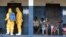 Residents of a West African village watch as members of a response team disinfect an area as they pick up suspected Ebola patients that had been quarantined, Sept. 30, 2014.