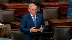 Sen. Robert Menendez, D-N.J., speaks on the Senate floor at the U.S. Capitol in Washington, Tuesday, Feb. 4, 2020. The Senate will vote on the Articles of…