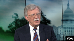존 볼튼 전 백악관 국가안보보좌관이 8일 VOA와 인터뷰를 하고 있다.