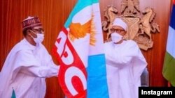 Shugaban rikon kwarya na APC Ma Mala Buni, hagu tare da shugaba Buhari, dama (Instagram/Mai Mala).