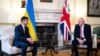 Britain's Prime Minister Boris Johnson meets Ukraine's President Volodymyr Zelenskiy in Downing Street in London, Britain, Oct. 8, 2020. 